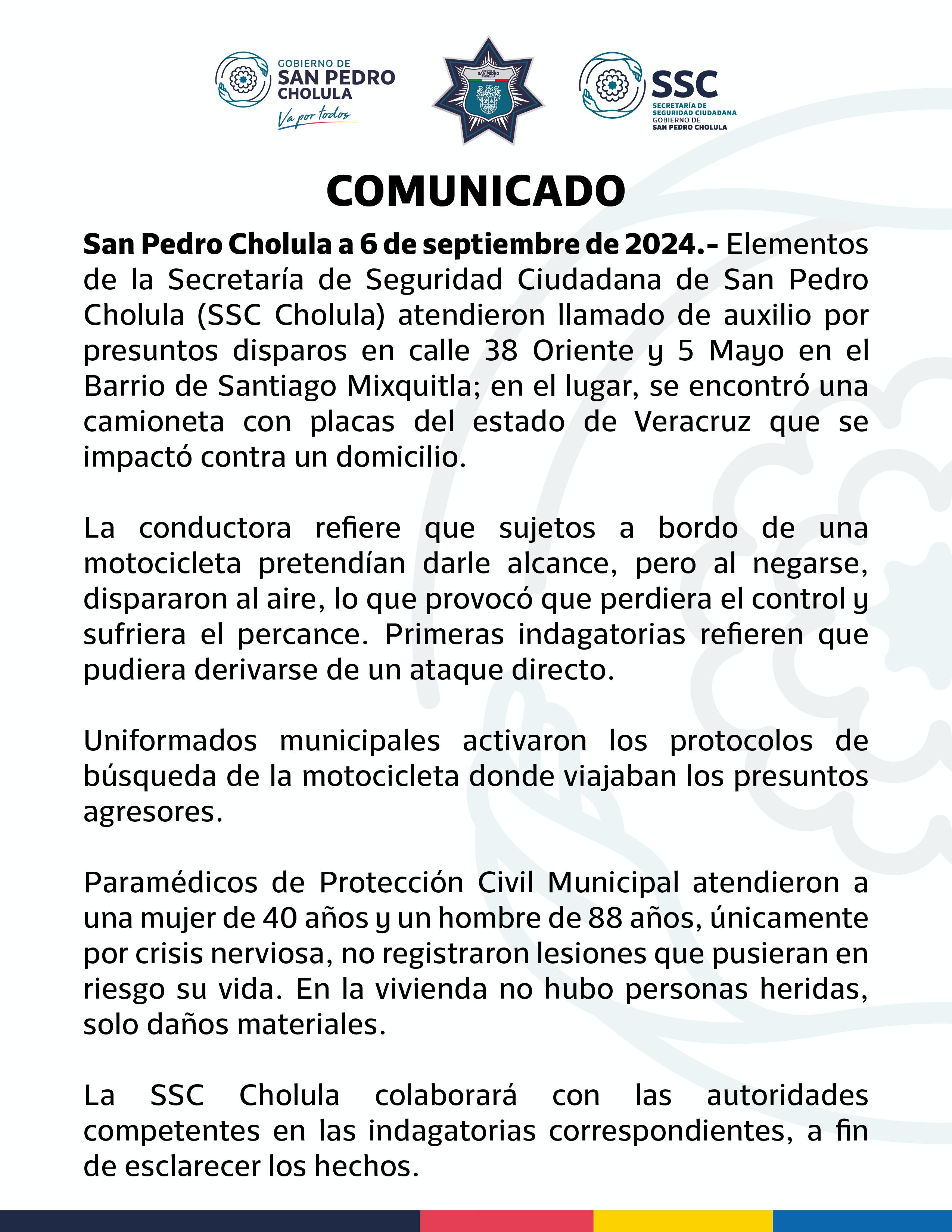 Conductora es atacada y colisiona contra barda en San Pedro Cholula