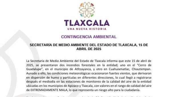 Declaran contingencia ambiental en 11 municipios de Tlaxcala