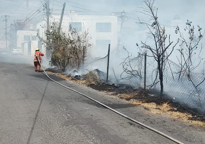Por: Cortesía Lula Pineda Bomberos de Cuautlancingo sofocan incendio de pastizal en la cabecera municipal