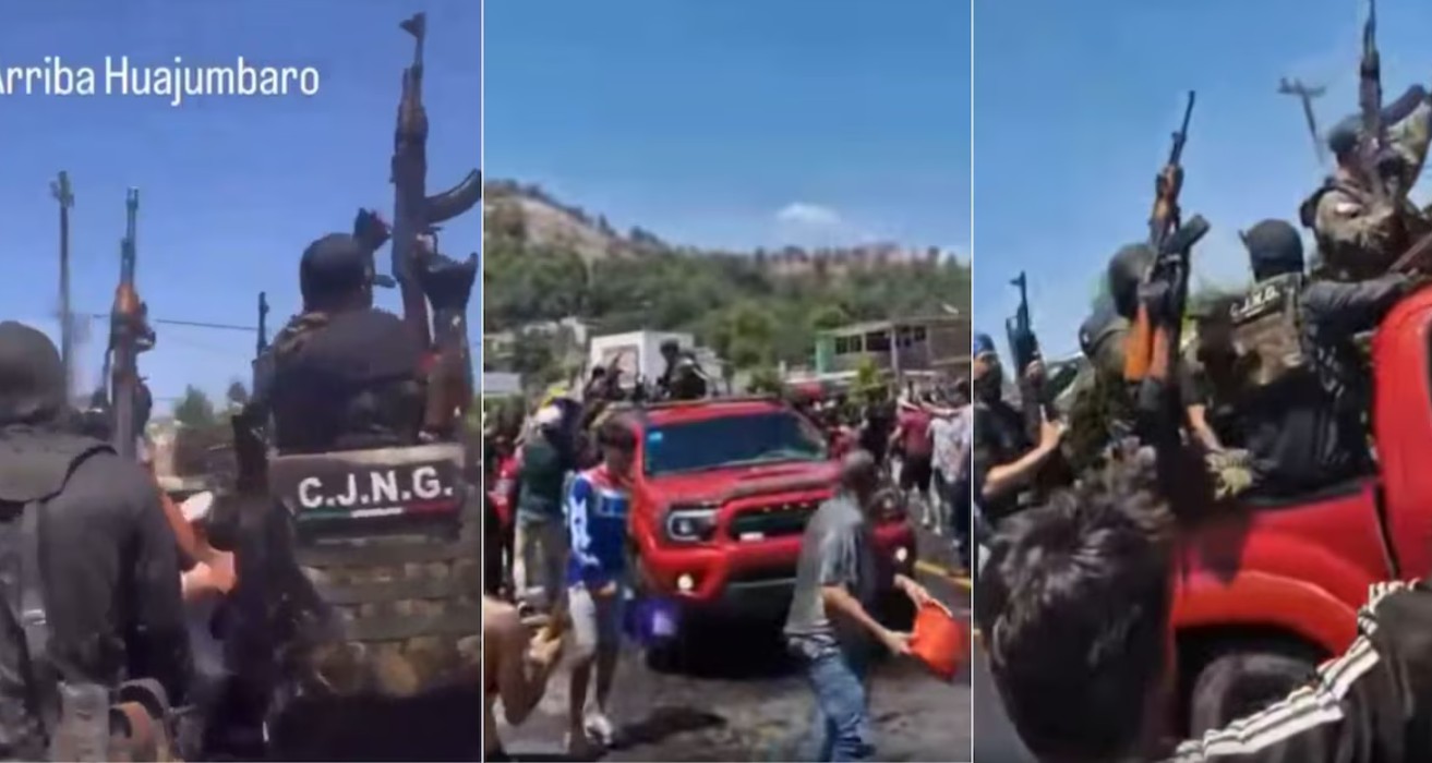 Foto: Cortesía Presuntos miembros del CJNG celebran el Sábado de Gloria con apoyo de civiles en Michoacán