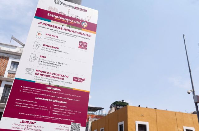 Foto: Cortesía Renuevan señalética para parquímetros en el Centro Histórico de Puebla; nuevo cobro inicia en mayo