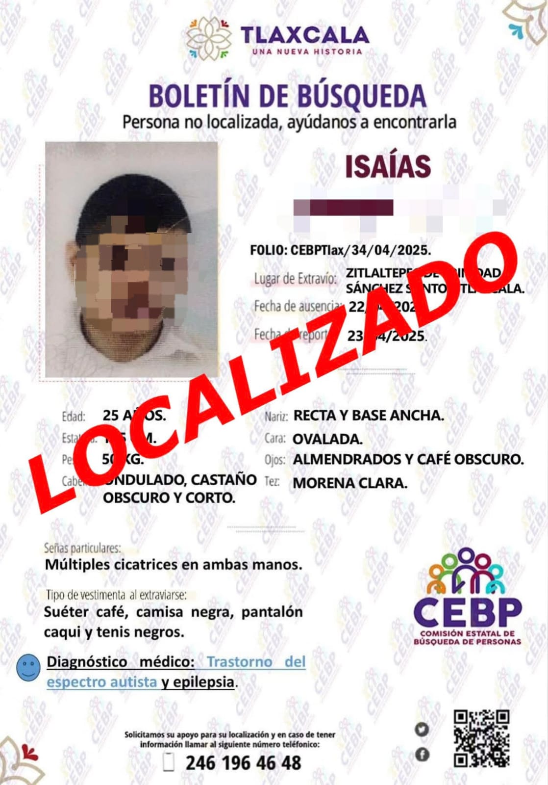 Localizan sano y salvo a joven con autismo y epilepsia desaparecido en Zitlaltepec