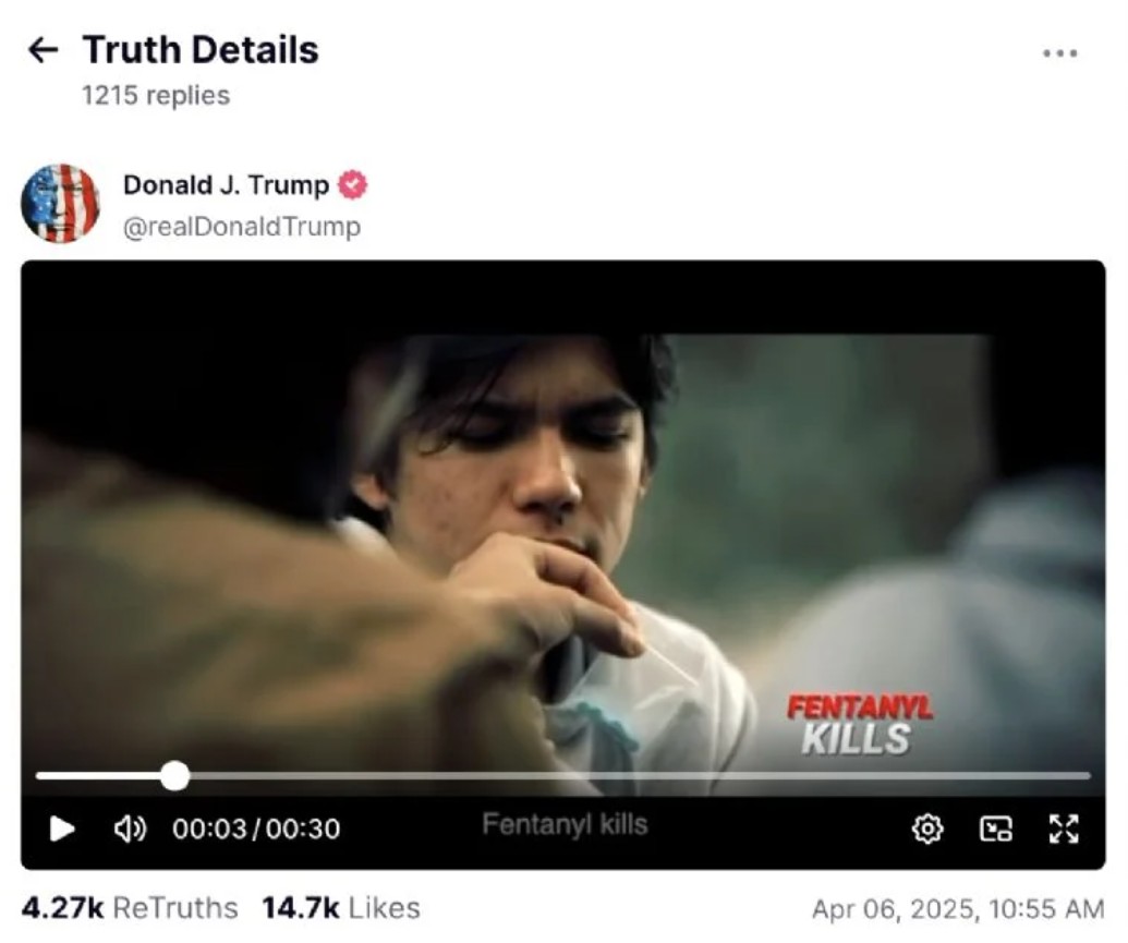 Foto: Cortesía Trump comparte campaña contra el fentanilo de Sheinbaum en su red social