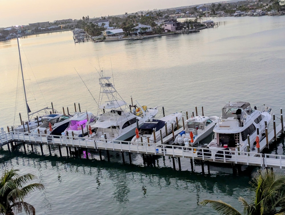 Botes en una marina en Florida. Foto de Lourdes Mederos UFIFAS Naves recreativas: vehículo oculto para termitas destructivas