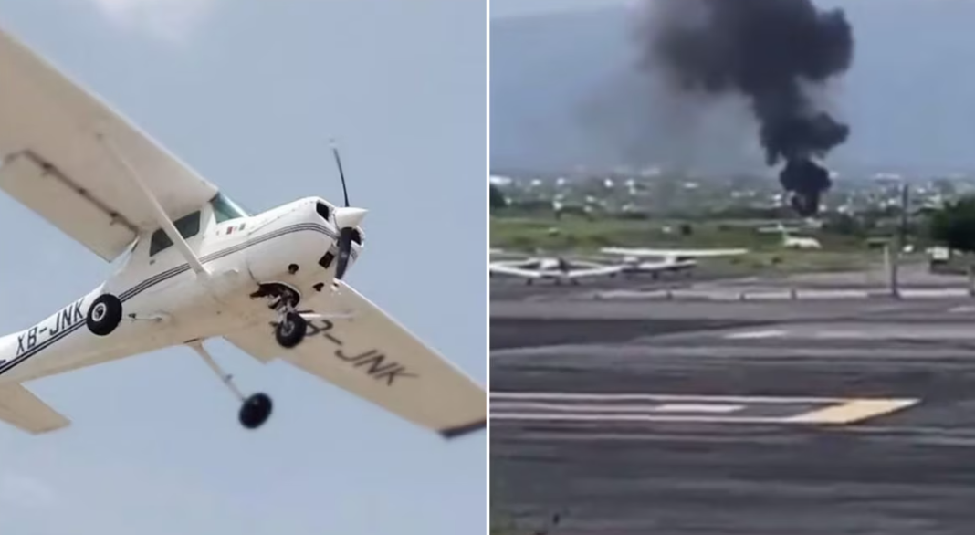 Foto: Cortesía Accidente en Cuernavaca: Avioneta Cessna 152 se incendia al aterrizar