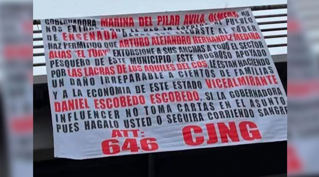 Foto: Cortesía Narcomanta en Ensenada acusa a Marina del Pilar y amenaza del CJNG