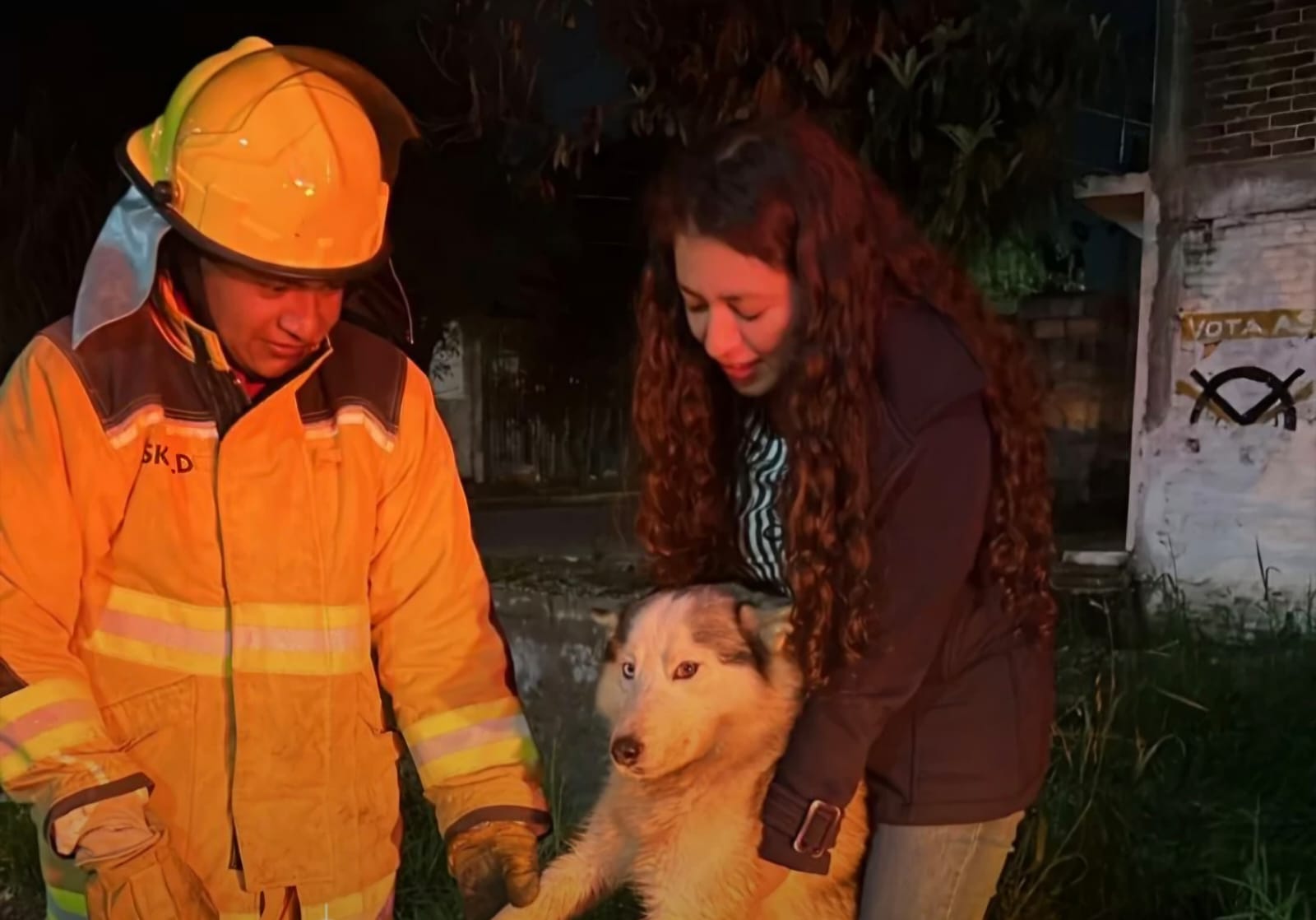Por: Cortesía Lula Pineda Rescatan a perro que cayó a un río en Cuautlancingo