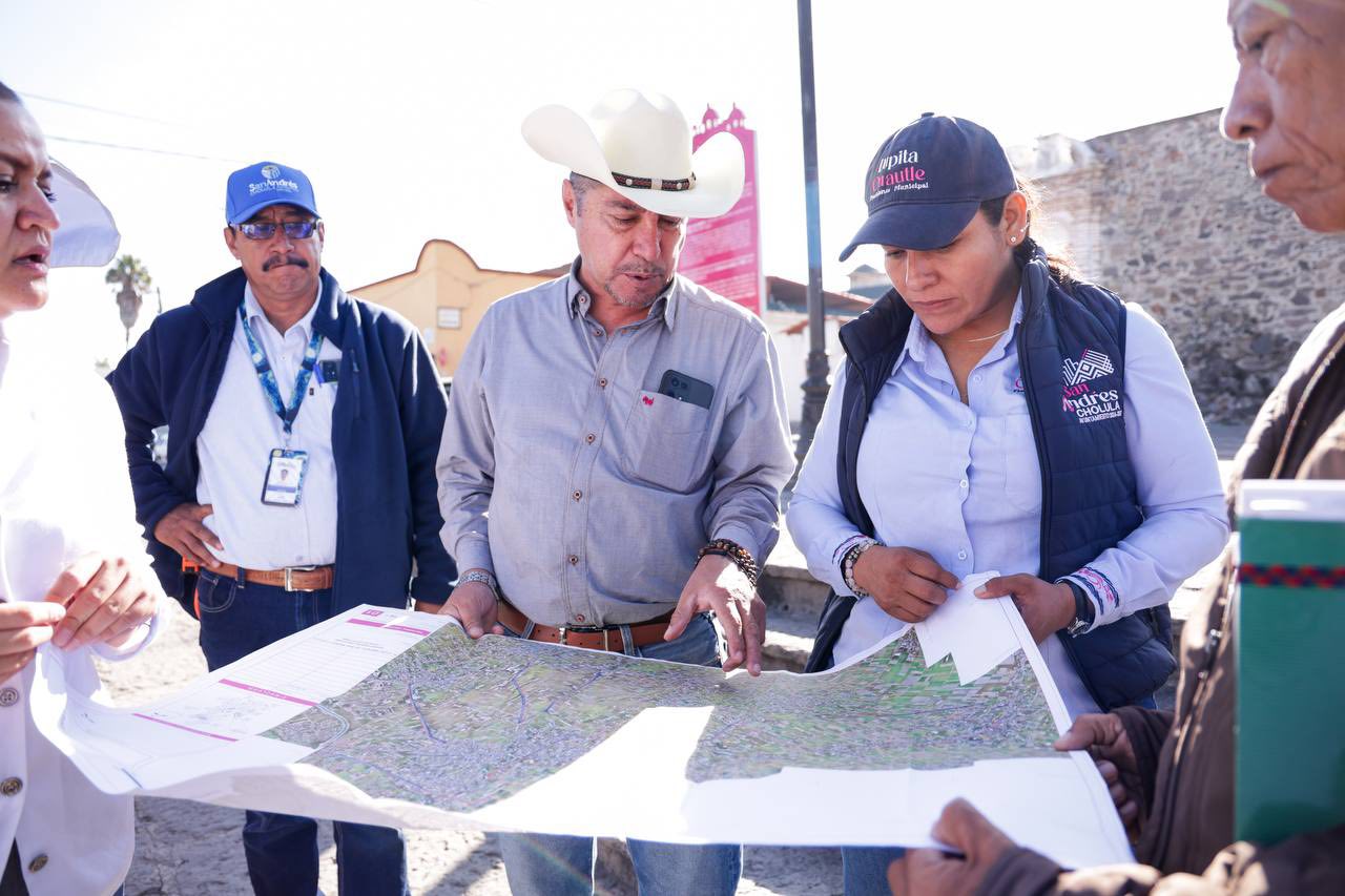 Por: Cortesía Lula Pineda Supervisa Guadalupe Cuautle avance de obras emblemáticas en San Andrés Cholula