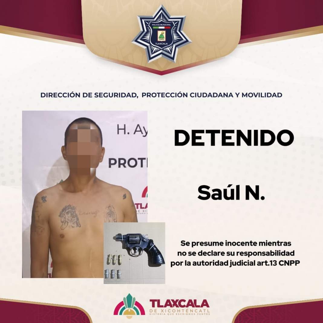 Foto: Cortesía Detienen a Saúl N. por disparos en iglesia de San Esteban Tizatlán, Tlaxcala