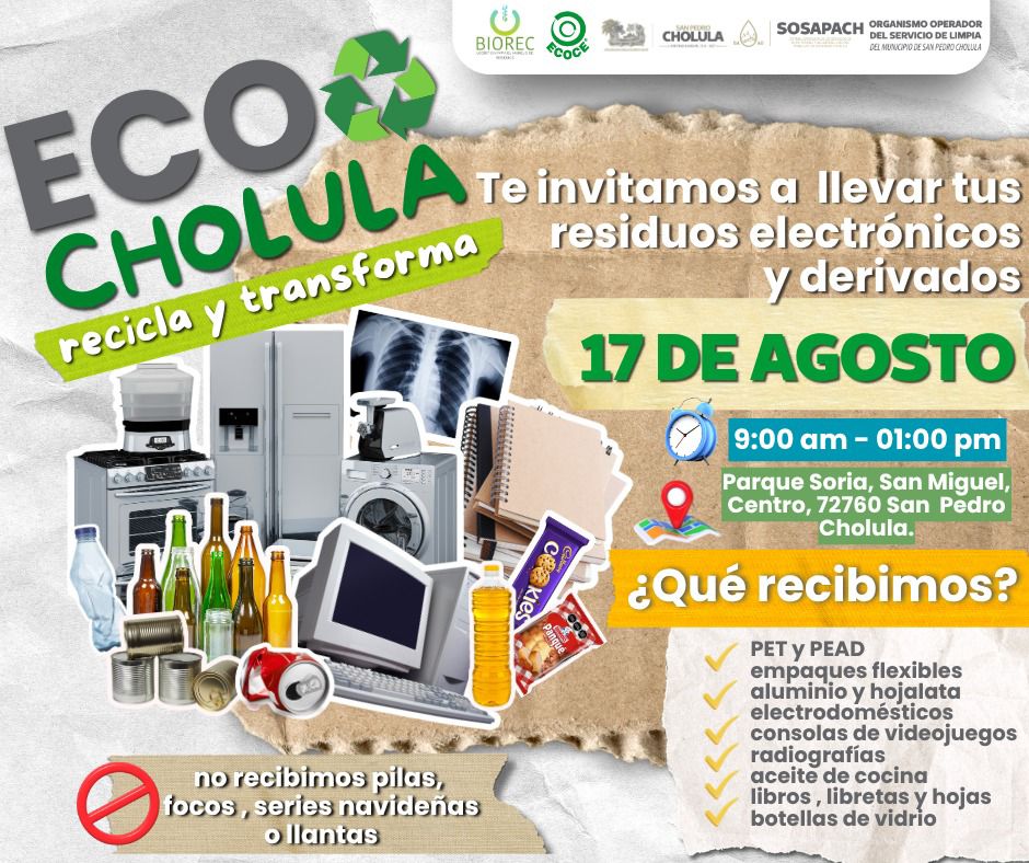 Comunicado oficial ¡Súmate a EcoCholula este 17 de agosto!