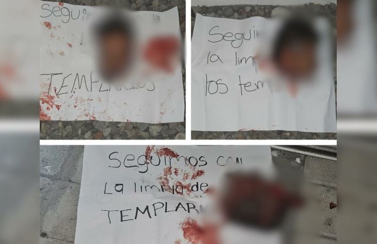 Foto: Cortesía Localizan tres cabezas con "narcomensajes" en Apatzingán, Michoacán