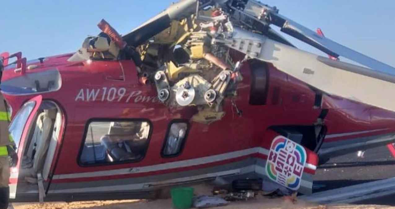 Foto: Cortesía Helicóptero ambulancia de Oaxaca sufre accidente; sin daños a la tripulación