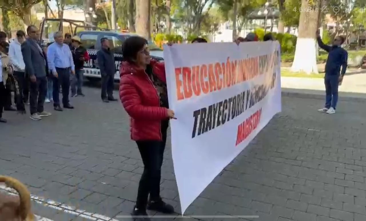 Foto: Cortesía Protesta en Tlaxcala por designación de Evelyn Ramírez en Educación Indígena