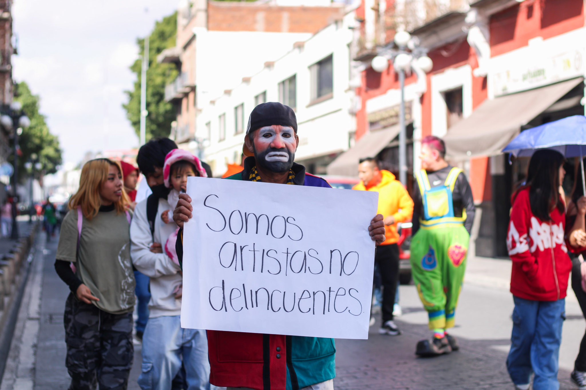 Foto: Cortesía Payasos de Urbans Clowns Exigen Derecho a Trabajar en el Centro Histórico de Puebla