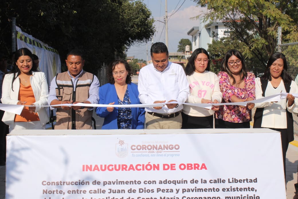 Comunicado oficial Inaugura Edil de Coronango adoquinamiento en la Cabecera Municipal