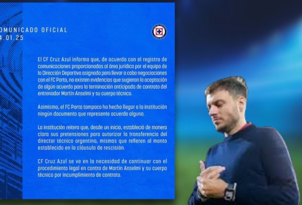 Foto: Cortesía Cruz Azul inicia acción legal contra Martín Anselmi por incumplimiento de contrato