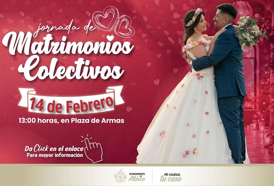 Foto: Cortesía Bodas Comunitarias en Atlixco: Celebra el Día del Amor con tu Pareja