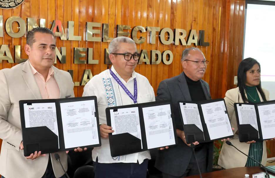 Foto: Cortesía Instituciones firman convenio para instalar 659 casillas en Tlaxcala