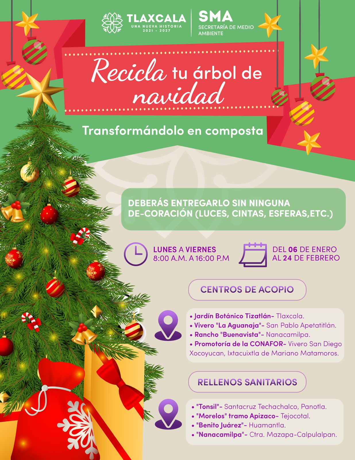 Por: Cortesía ¡Recicla tu árbol de Navidad y ayuda al medio ambiente!