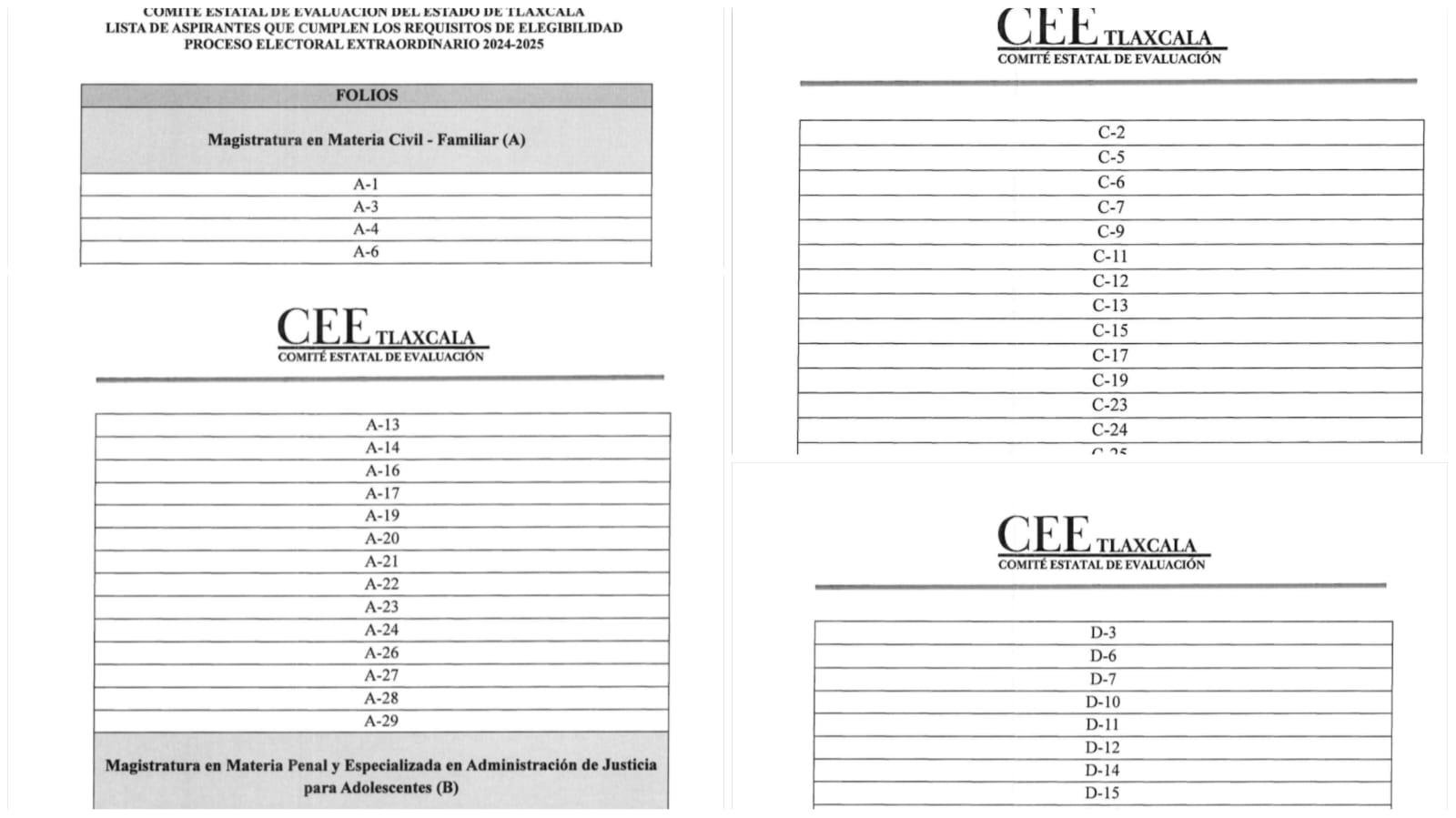 Foto: Cortesía Publican lista de aspirantes al proceso electoral extraordinario 2024