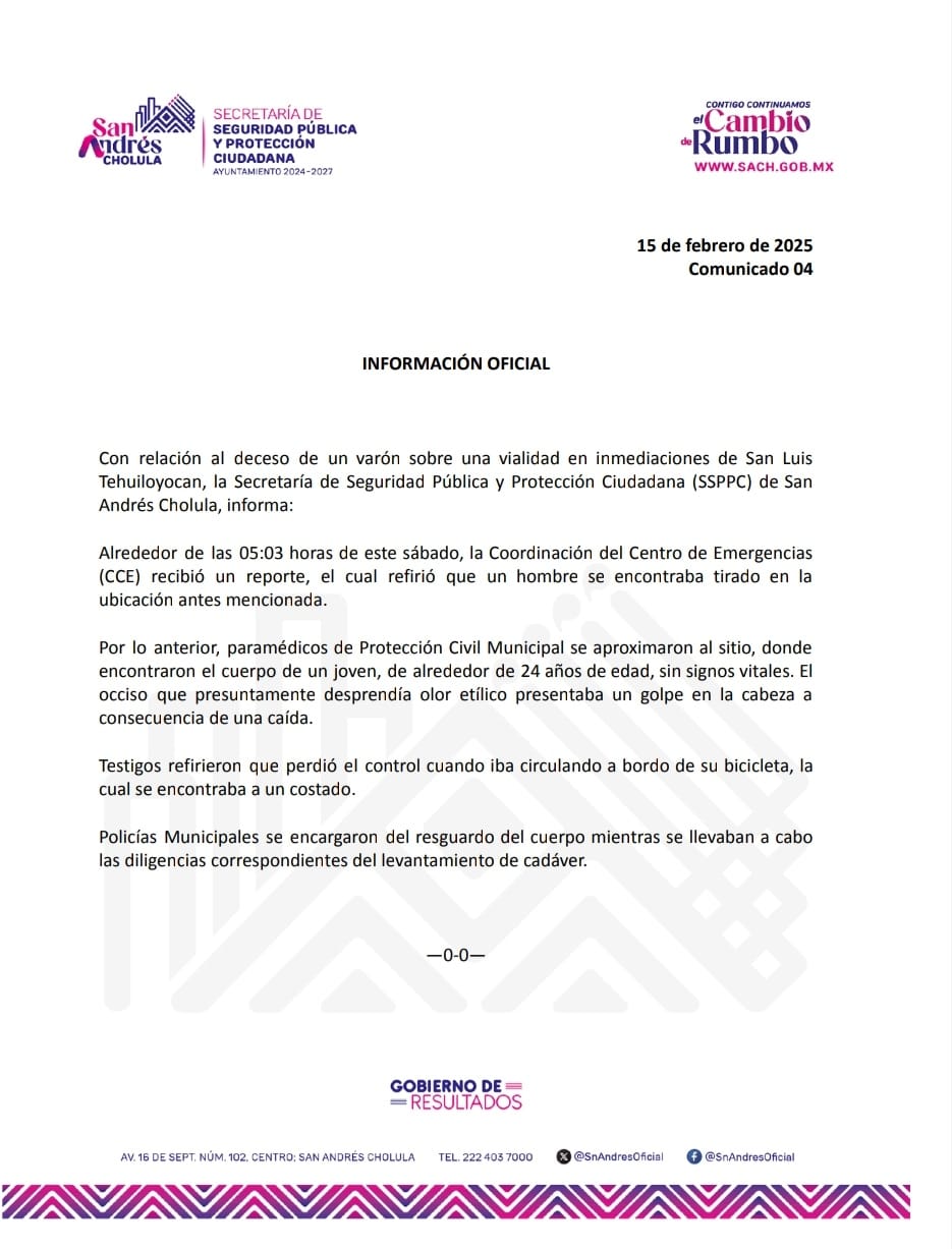 Comunicado oficial Información Oficial