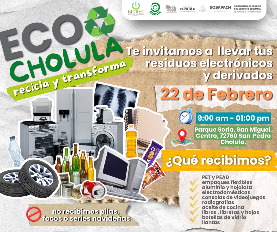 Comunicado oficial SOSAPACH se une a la jornada Ecocholula para promover el reciclaje y la conservación del agua