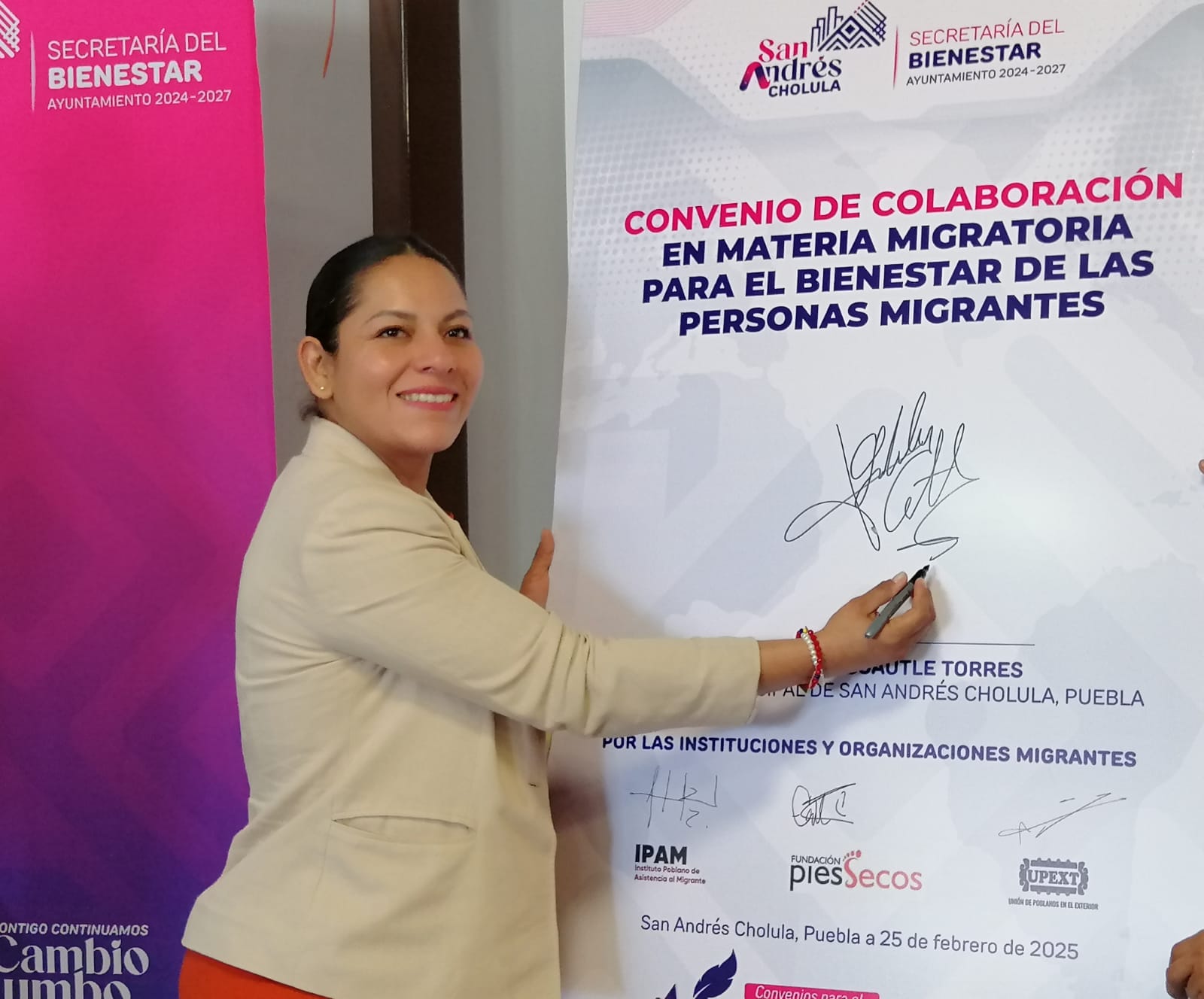 Por: Cortesía Lula Pineda San Andrés Cholula y el IPAM firman convenio para fortalecer el apoyo a migrantes