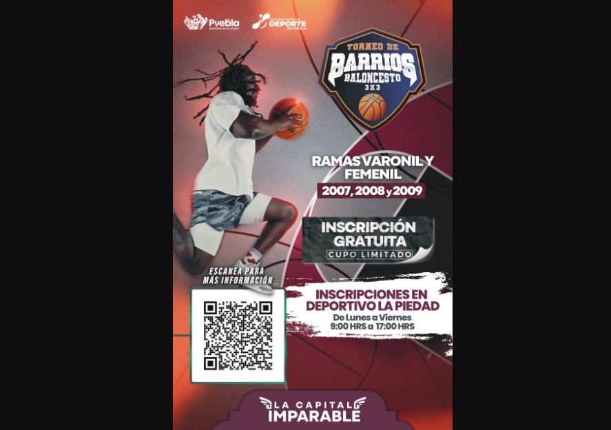 Foto: Cortesía Puebla lanza convocatoria para el Torneo de Barrios de Baloncesto 3x3