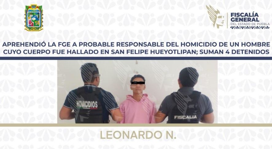 Aprehensión de Leonardo N. por homicidio en Puebla