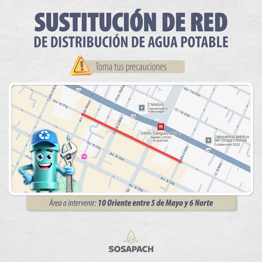 Por: Cortesía Lula Pineda Anuncia Sosapach trabajos de sustitución de red de agua potable en la calle 10 Oriente