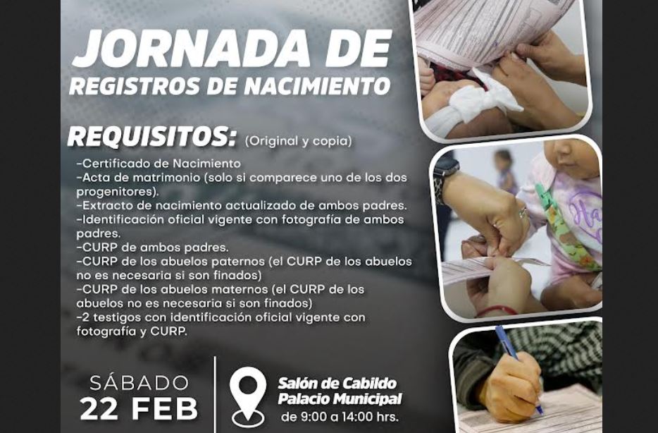 Foto: Cortesía Atlixco ofrece registros de nacimiento gratis este 22 de febrero