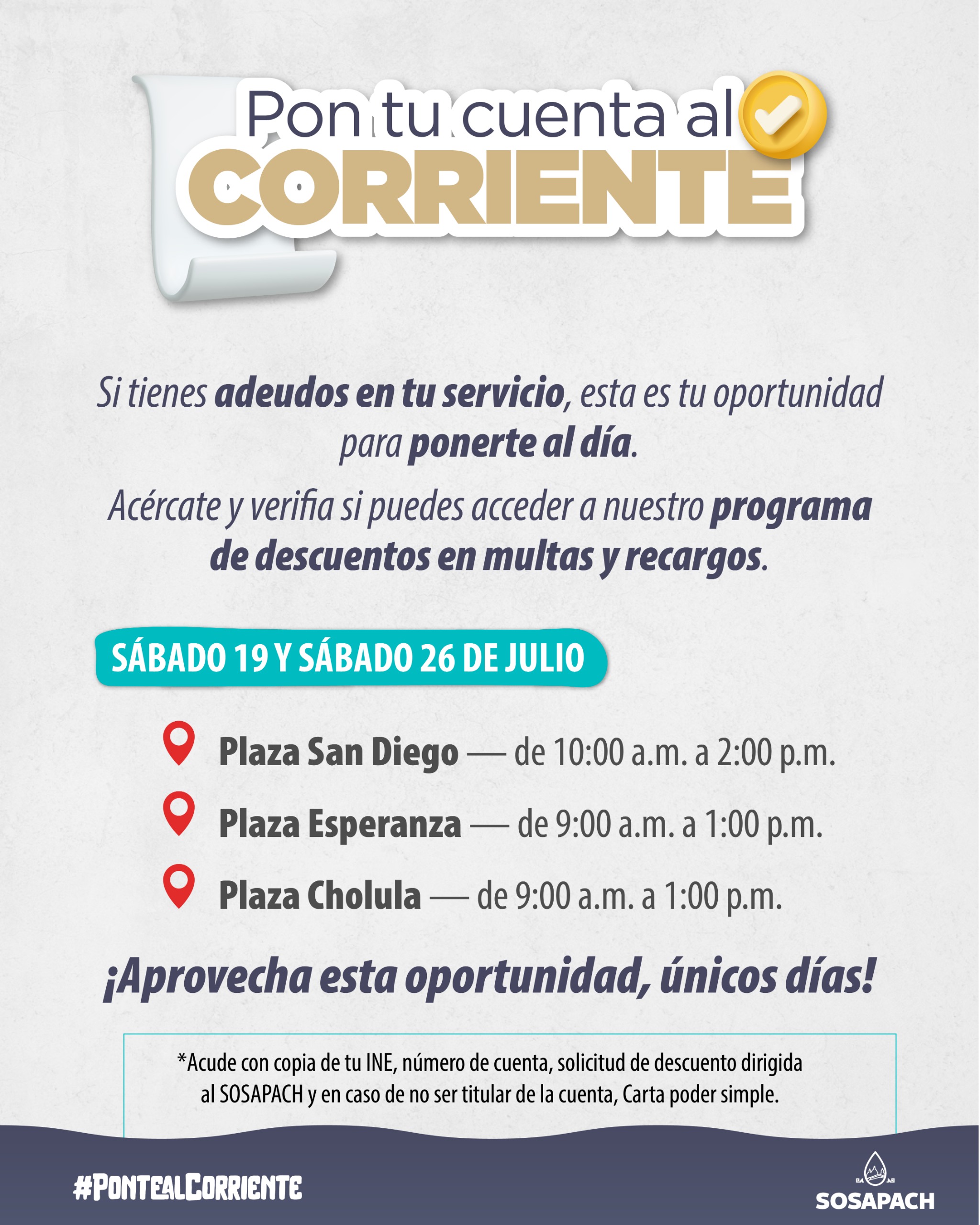 Comunicado oficial Ponte al Día con el SOSAPACH