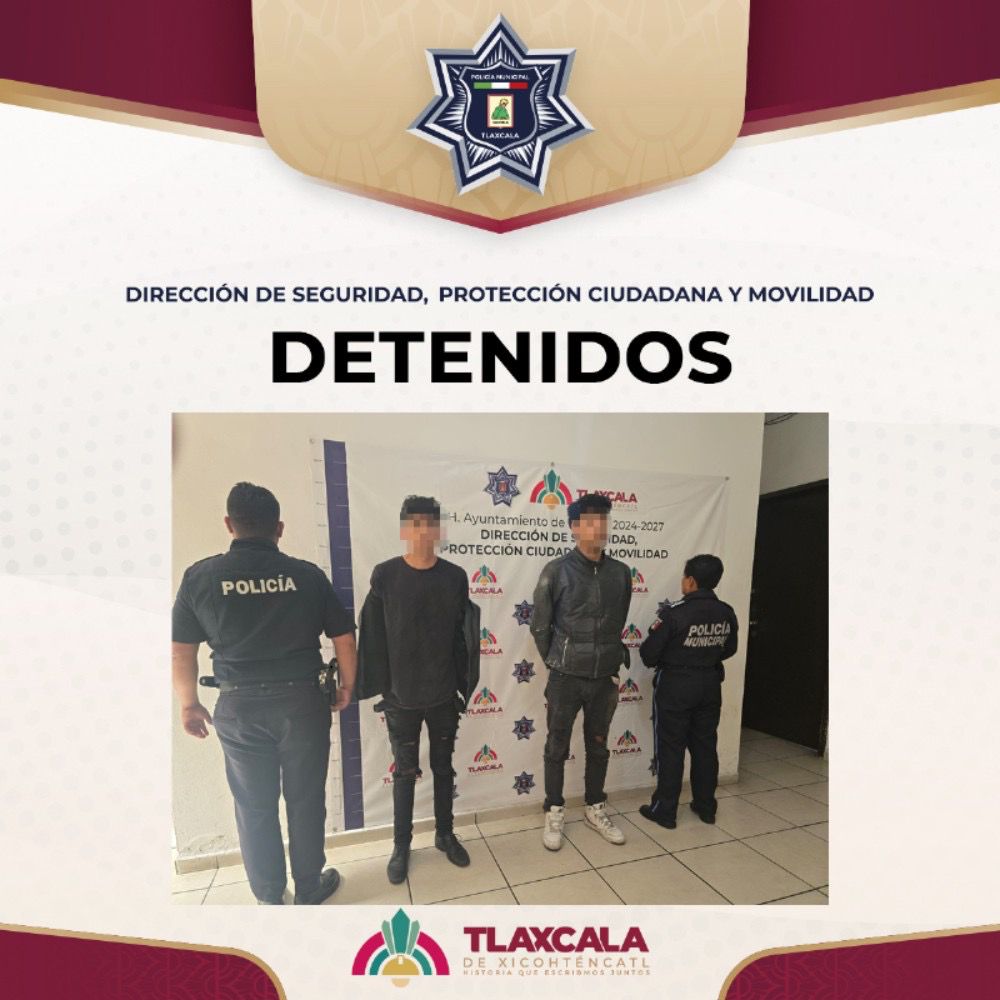 Detienen en Tlaxcala a dos hombres armados tras persecución en moto