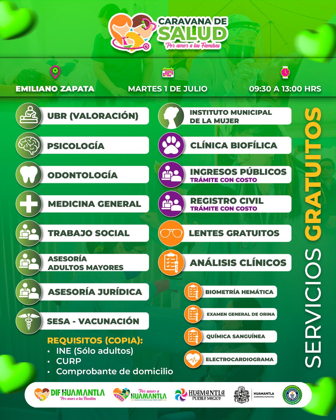 Caravana de Salud llegará a Emiliano Zapata con atención gratuita