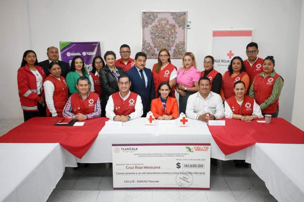 Cecyte–Emsad entrega donativo de 161 mil pesos a Cruz Roja en Tlaxcala