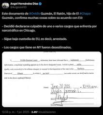 Foto: Cortesía Ovidio Guzmán se declarará culpable en Chicago el 9 de julio