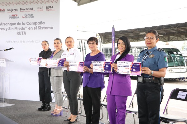 Foto: Cortesía Gobierno de Puebla lanza campaña “Libres y Sin Miedo” en unidades de RUTA