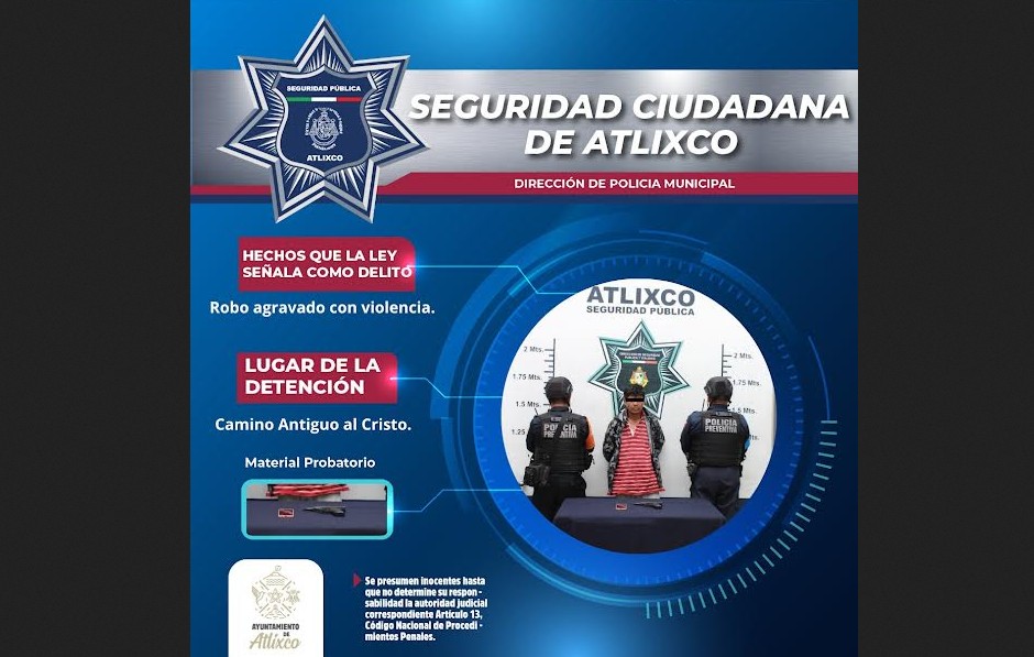 Foto: Cortesía Detienen a joven armado tras asalto en la carretera Puebla-Izúcar