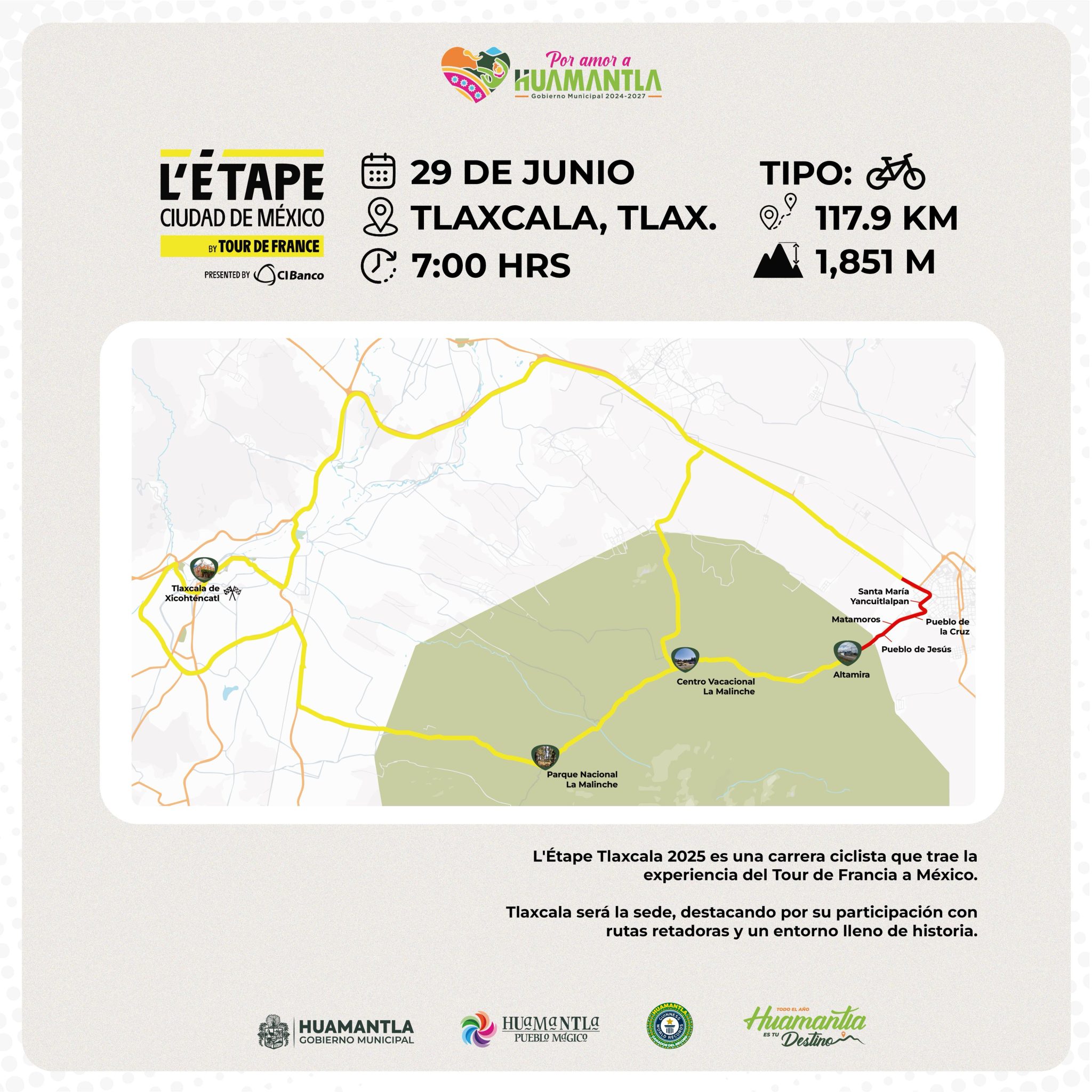 Huamantla recibirá a L’Étape Tlaxcala by Tour de France este 30 de junio