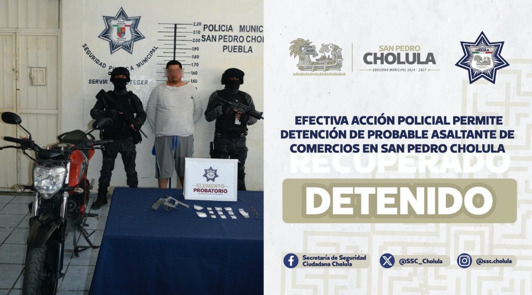 Foto: Cortesía Detienen a presunto ladrón tras persecución en Cuautlancingo