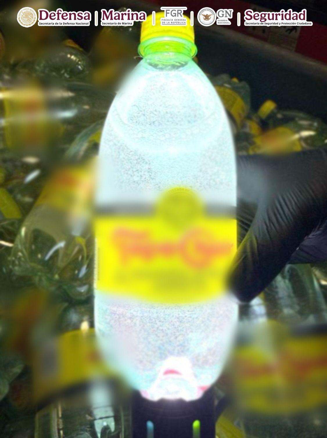 Foto: Cortesía Decomisan más de una tonelada de metanfetamina en botellas de Topo Chico
