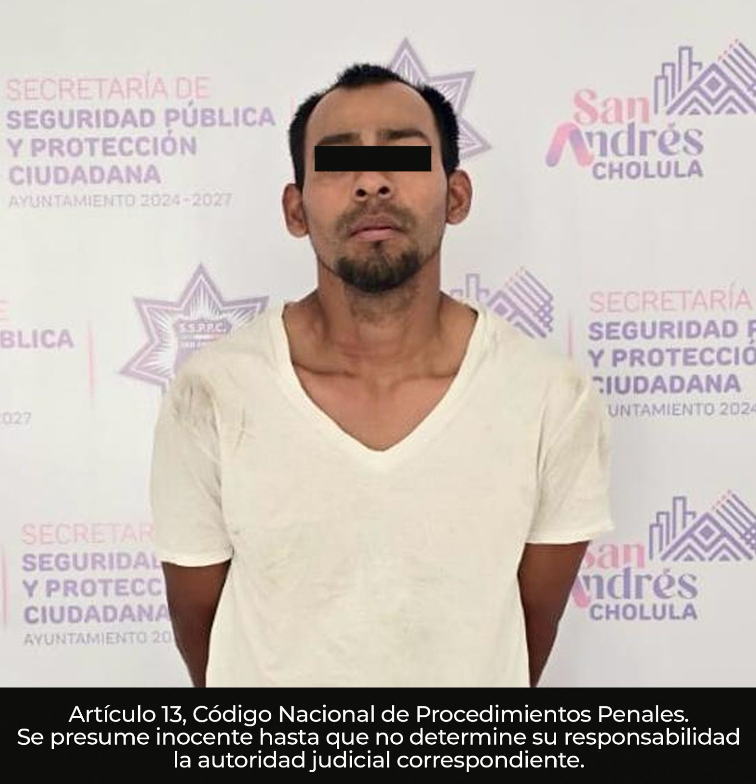 Comunicado oficial Detiene Policía de San Andrés Cholula a probable responsable de delitos contra la salud