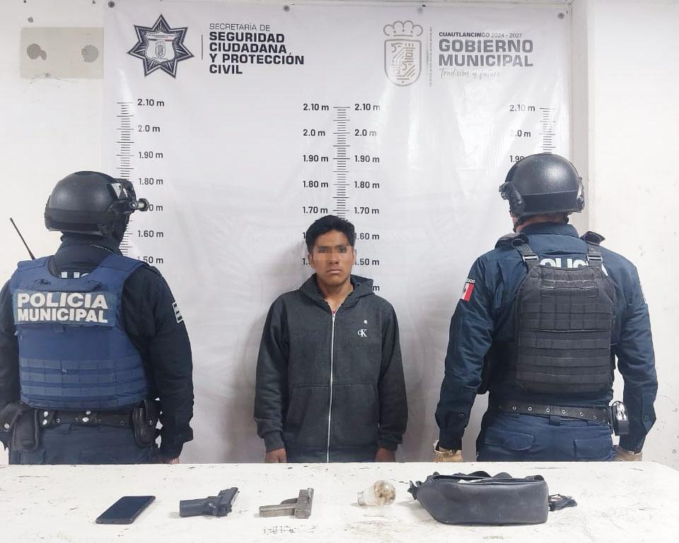 Comunicado oficial Elementos de Seguridad Ciudadana de Cuautlancingo detienen a hombre por portación de arma de fuego
