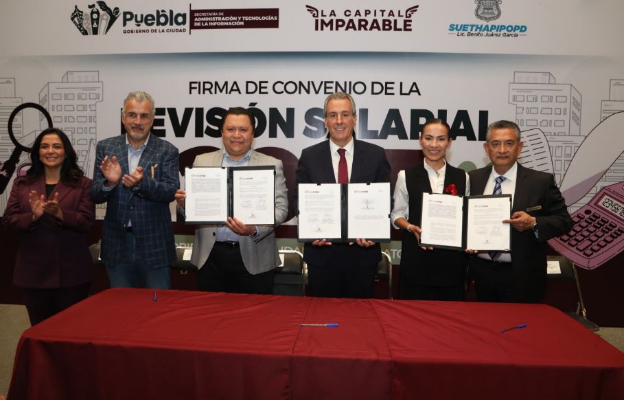 Foto: Cortesía Firman Convenio Salarial 2025 para mejorar condiciones laborales en Puebla