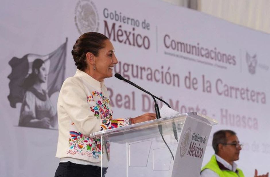 Foto: Cortesía Sheinbaum inaugura la carretera Real del Monte-Huasca en Hidalgo