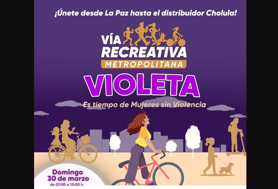 Foto: Cortesía Vía Recreativa Violeta: movilidad segura para mujeres en Puebla