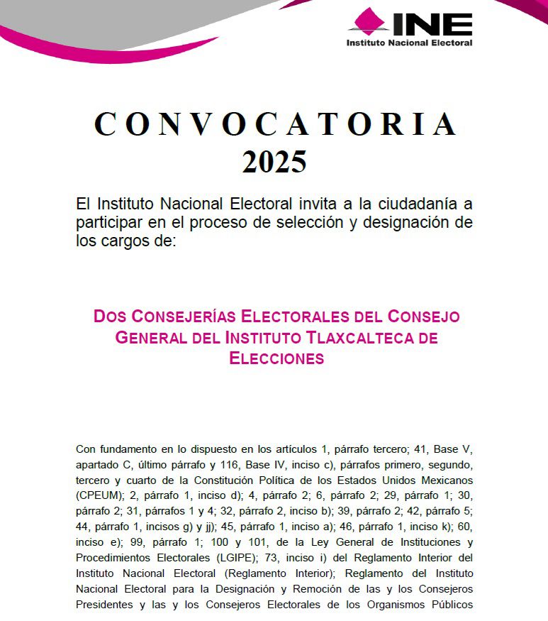 Aprueba convocatoria INE para renovar dos consejerías del ITE
