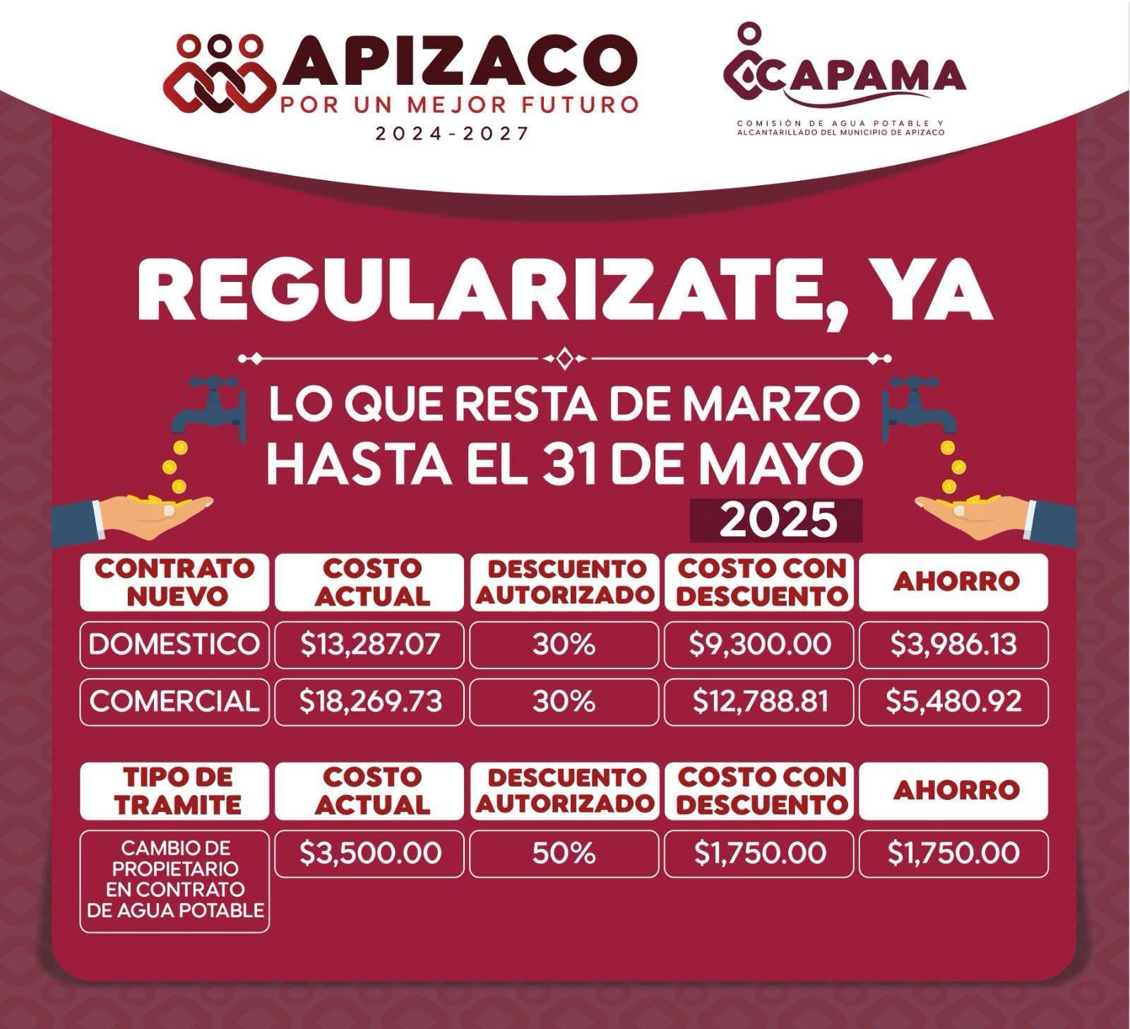 ¡Aprovecha descuentos en trámites de agua y alcantarillado en Apizaco!