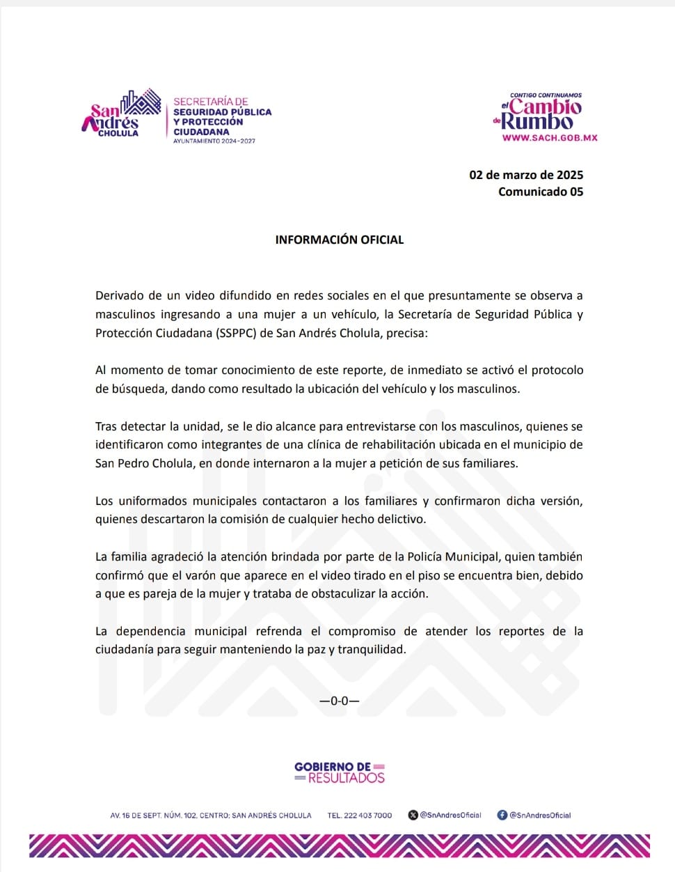 información oficial sach