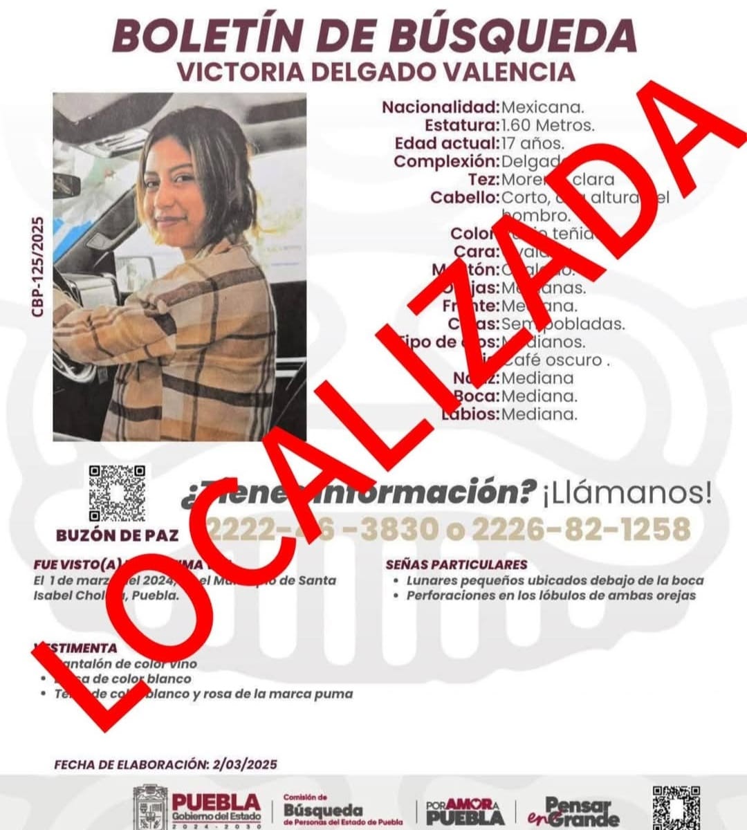 Por: Cortesía Lula Pineda Localizan a Miriam y Victoria desaparecidas en Santa Isabel Cholula
